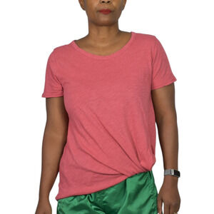 Stateside Orange Side Twist Tee Orange Short Sleeve Cotton Tucked Crew Medium